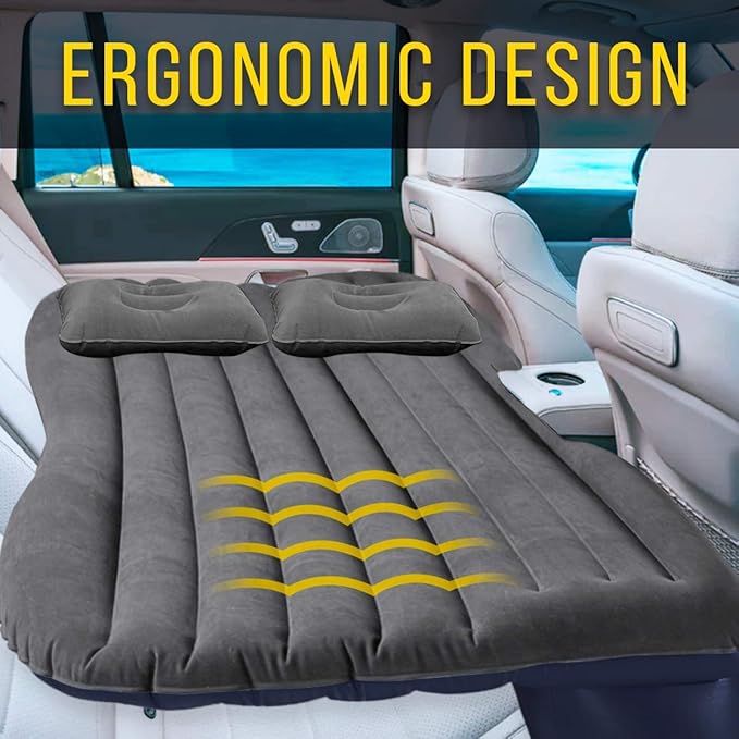 Zento Deals Truck and Car Air Mattress Backseat Bed - Premium Quality Portable Car Inflatable Mattress with 2 Pillows Universal fit (1 Pack)