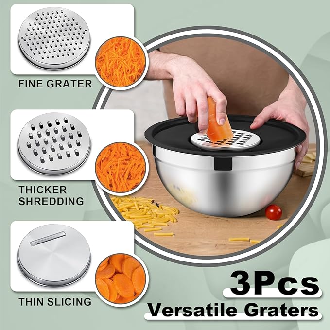 P&P CHEF 3 Grater Attachments for Prepping Storing, Black