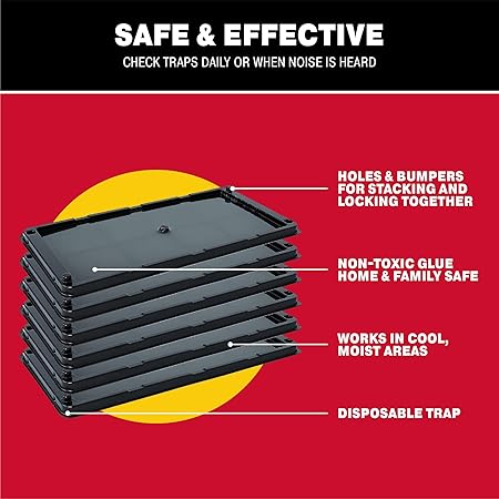 Catchmaster Rat, Snake and Mouse Traps 6Pk, Large Bulk Glue Rat Traps for Home, Pre-Scented Adhesive Plastic Tray for Inside House, Snake, Mice, Spider Catcher, Pet Safe Pest Control