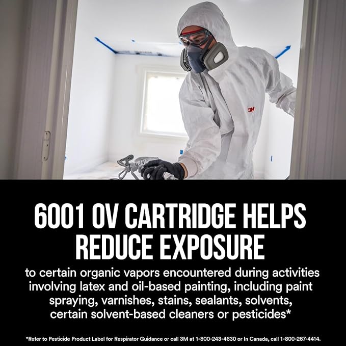 3M Organic Vapor Performance Cartridge, 3 Pairs, For Use With 3M 6000, 6500 7500 Series Facepieces, NIOSH-APPROVED OV For Use Against Certain Organic Vapors, Easy-To-Attach Design (6001P3-DC)