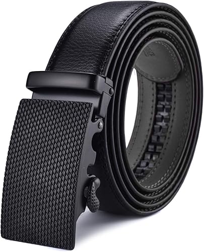 Men's Ratchet Belt Genuine Leather Slide Belts Adjustable