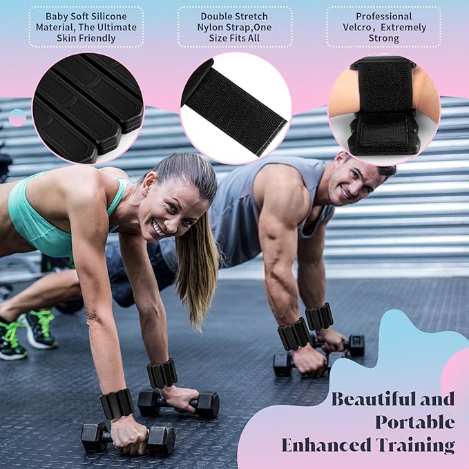 Wrist Ankle Weights for Women Men, Adjustable Wrist Weighted Bracelet for Home Gym Workout, Walking, Running, Travel, Pilate, Yoga, Exercise,Strength Training. Set of 2 (1Lb Each)