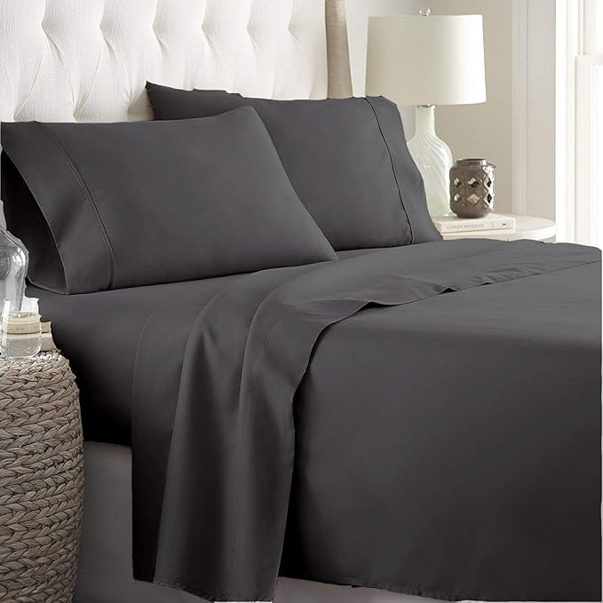 600 Thread Count 100 Egyptian Cotton Sheets, Queen Size Sheets Set, 4 Pcs Sheet Set, Queen Sheet Set, 15 Inch Deep Pocket Queen Sheets, Hotel Luxury Bed Sheets Set, 4 Pcs Bed Sheet Set, Dark Grey