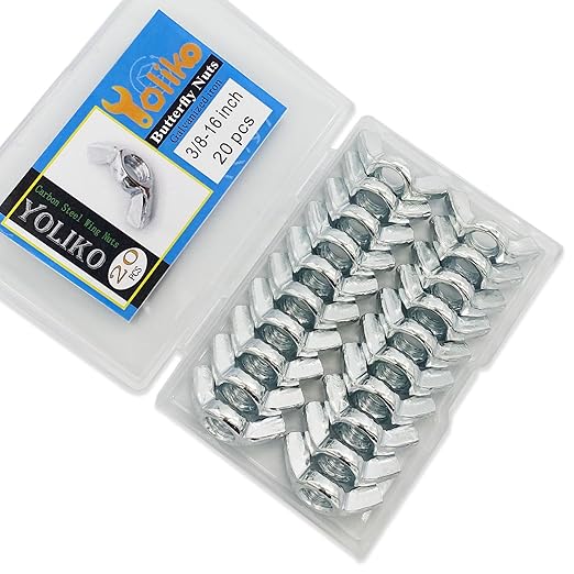 20 PCS 3/8-16 Inch Wingnuts, Quality Carbon Steel Wing Nuts Zinc Plated Fasteners Parts Butterfly Nut, Hand Twist Tighten Hardware Nuts Butterfly Wing-Nut 3/8-16” Assorted Kit