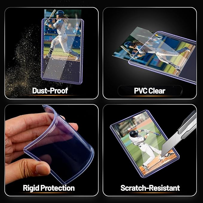 200 Top Loads for Trading Cards Hard Plastic Holders Penny Sleeves, 3" x 4" Acid-Free Protectors for Sports and Collectible Cards Durable, Clear Storage Display Sleeves