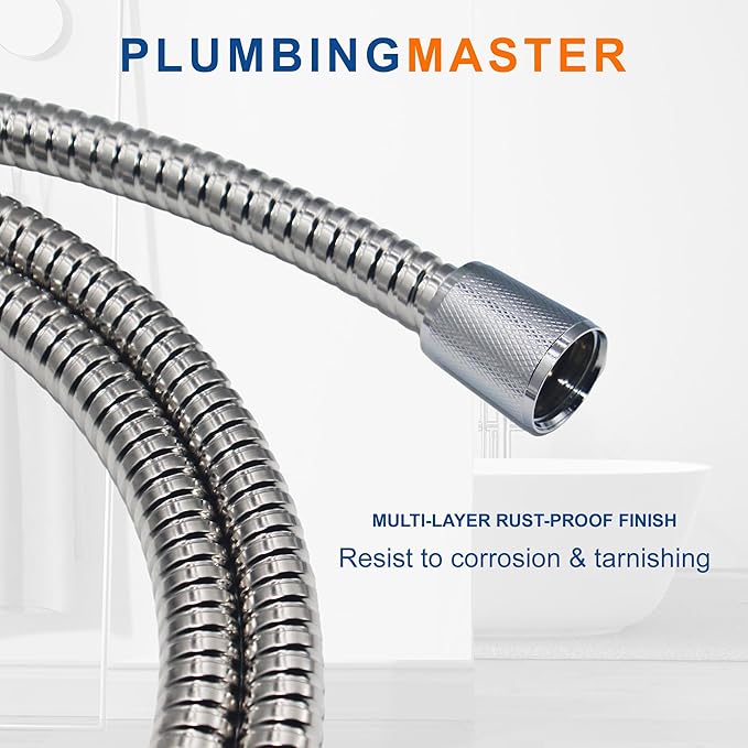 Shower Hose 60 Inches Stainless Steel Handheld Shower Head Hose Replacement with Brass Nut Long Fexible Shower Hose Extension
