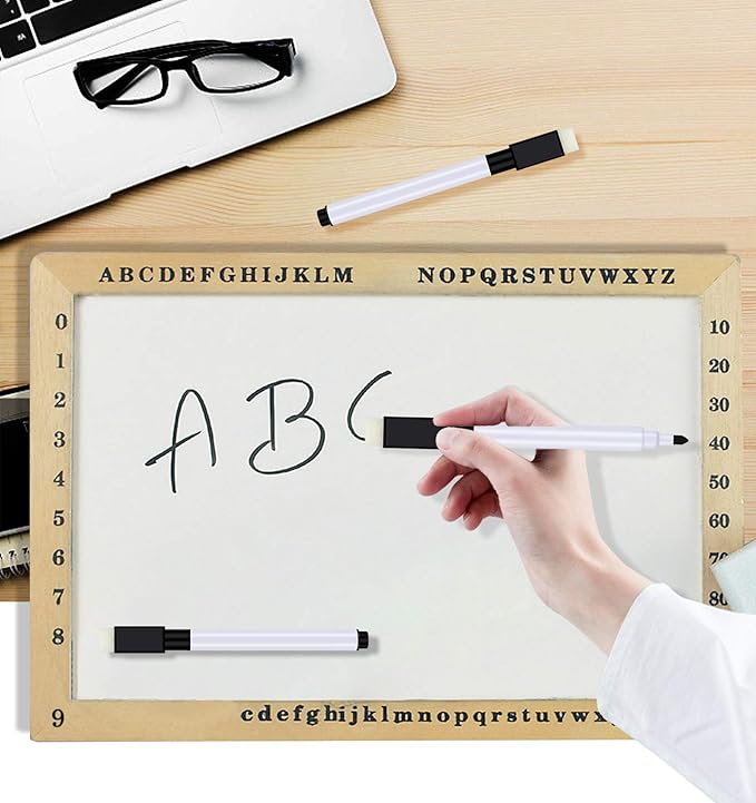 Abaokai Magnetic Dry Erase Markers 6 Pack Whiteboard Erase Markers with Erasers Cap for Whiteboard, Dry-Erase Boards, School, Office and Home (6 Pack/Black)