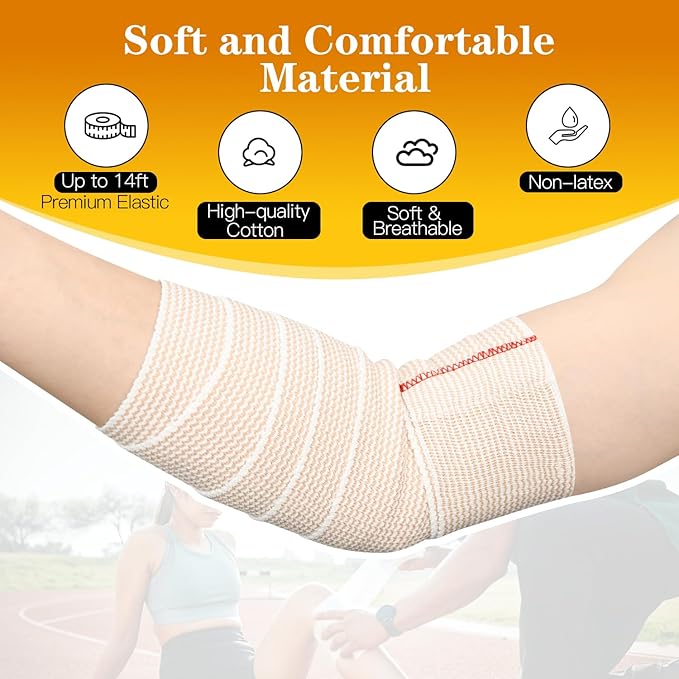 2 Pack 3" Premium Elastic Bandage Wrap, Reusable Hook and Loop Compression Wrap Bandage for Knees, Anks, Wrists, Legs, Body(2 Pack 3" Bandage)