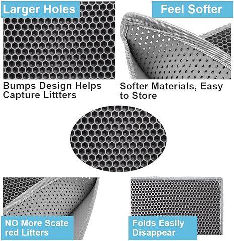 Pieviev Cat Litter Mat Double Layer Waterproof Urine Proof Trapping Mat 1 Pack (Gray, 30x24 Inch (Pack of 1))