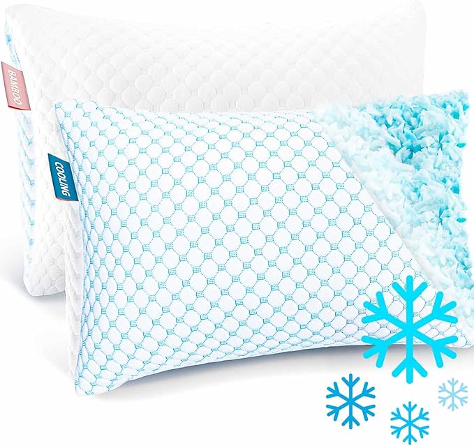 Nestl - Most refreshing pillow, memory foam pillow with silk and gel that reduces heat and humidity, adjustable, washable, Queen, 18 x 26 inches, 2 units