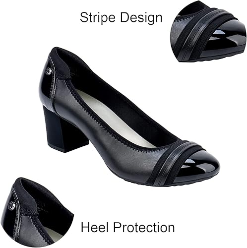 JENN ARDOR Womens Dress Pumps Ballet Chunky Heels for Women Round Toe Mid Square Block Heels Soft Slip On Pumps Shoes for Office Lady Dancer Wedding Shoes Youth 2inch