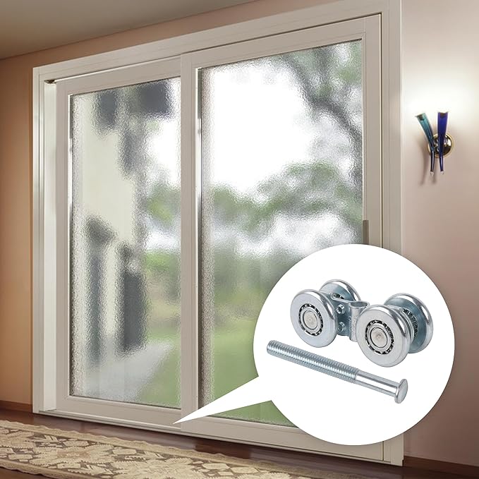 Mxfans Steel Sliding Track Roller Hanging Barn Door Rail Trolley Wheel H3-3 Replaces Stainless Steel Kit