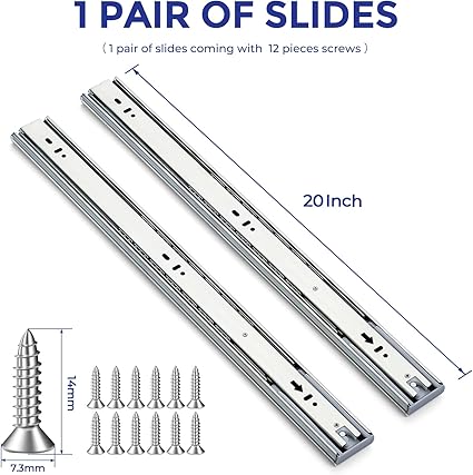 Ravinte 2 Pairs 4 Pack Full Extension Ball Bearing Drawer Slides Soft Close Drawer Slides 20 Inch Side Mount Drawer Slides Silver Drawer Rails Track