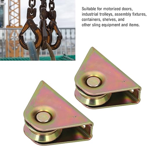 2Pcs V Groove Wheel Pulley 150kg Load Bearing Galvanized Alloy Steel Track Rail Fixed Pulley for Motorized Doors Shelves