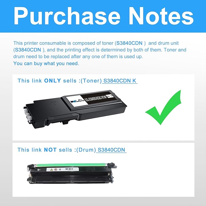 LCL Compatible Toner Cartridge Replacement for Dell 3840 S3840 S3840CDN 3845 S3845CDN 593-BCBC 1KTWP High Yield (1-Pack Black)