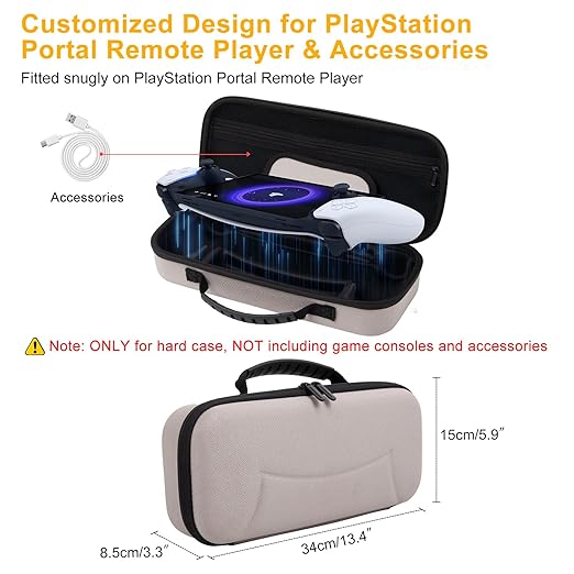 XINGFUDAO Case for PlayStation Portal Remote Player, PS5 Portal Carrying Case with Customized Storage Space, Waterproof Gming Console Bag with Mesh Pocket for Accessories