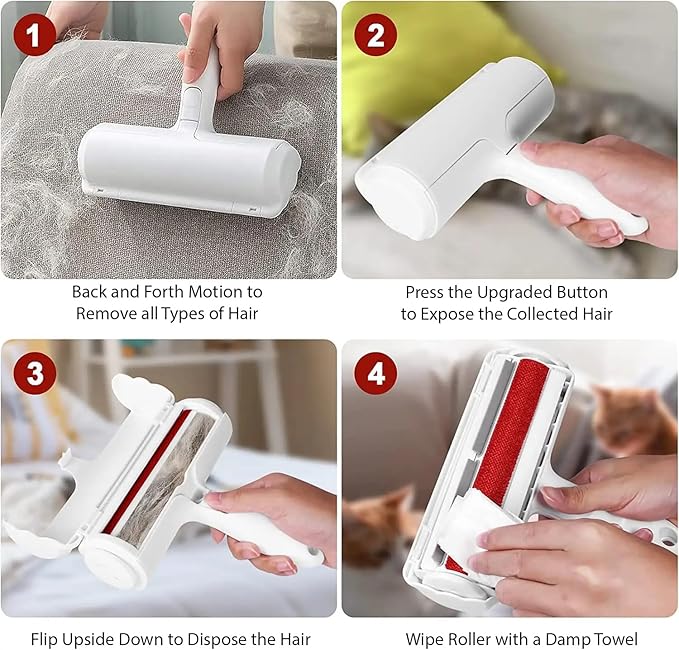 Pet Hair Remover, Reusable Dog and Cat Hair Remover Roller for Any Type of Furniture, Clothes, Cars, Carpets, and Sofas, White