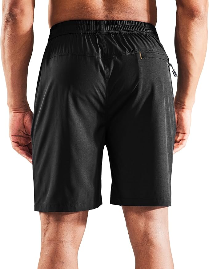 MIER Men's Quick Dry Running Shorts with Zipper Pocket, Elastic Waist Athletic Workout Exercise Fitness Shorts, 7 Inch