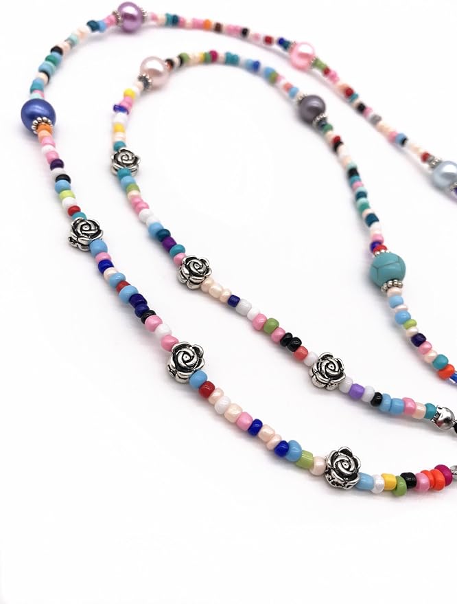 Outman Beaded Eyeglass Chain Sunglasses Holder Strap Eyewear Retainer Lanyard (Colorful bead)