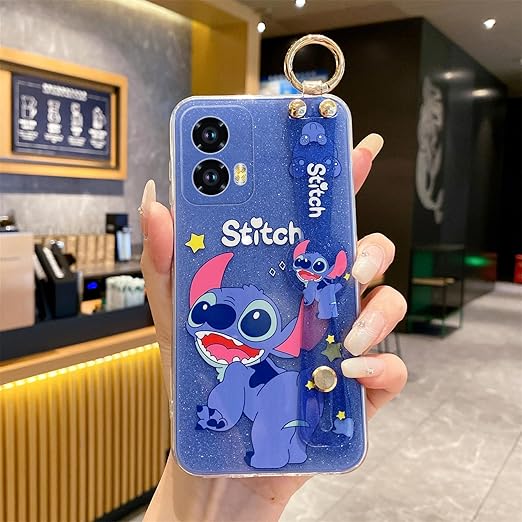 for Motorola Moto G Stylus 5g 2024 Case 6.7" Wrist Strap Cute Cartoon Phone Case for Women Girls Aesthetic Design TPU Shockproof Protective Case (Stit 1)