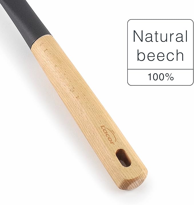 68283 - Nordic Skimmer, Kitchen Utensils, Nylon Head, BPA-Free, Non-Stick Coating, Ergonomic Beech Wood Handle, Length 34.3 cm