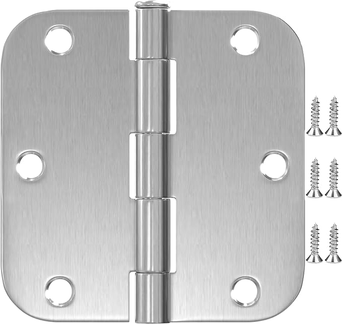 Utopia Home Pack of 1 Rounded Interior Door Hinges, 3.5 Inch, 58" Radius Edges, 3 x 3 inch, Both Interior and Exterior (Silver)
