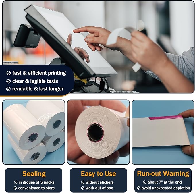 (10 Rolls) 3 18 x 230 Thermal Paper Rolls, BPA Free Thermal Receipt Paper Rolls, 3.125 inch Wide and 230 ft Long Per Thermal Paper Receipt Roll