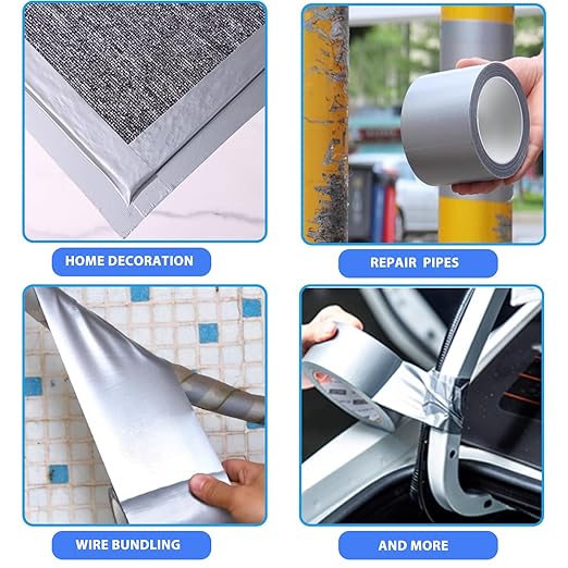 3-Pack Duct Tape Heavy Duty Waterproof Silver, 66 Yards x 1.88 Inch Total Strong Adhesive Duct Tape No Residue Bulk for Home Use, DIY, Projects, Outdoor Repairs Tear by Hand