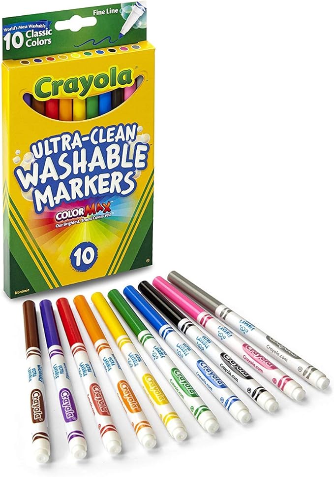 Crayola Ultra-Clean Fine Line Markers -Classic Colors 10Pkg