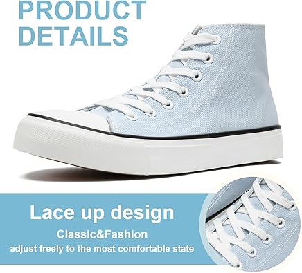 Canvas High Top Sneakers for Women Men Classic Lace Up Canvas Shoes Womens Mens Fashion High Top Sneakers Casual Tennis Walking Shoes