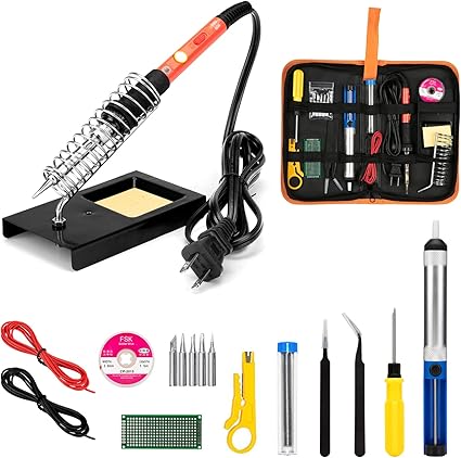 Soldering Iron Kit, 60W Upgraded Soldering Kits Adjustable Temperature Welding Tool Solder Irons Pen with OnOff Switch Use for Electrical Repairs