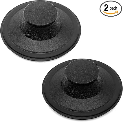 (2 Pack) Exact Replacement for InSinkErator STP-PLSTPPL Black Rubber Sink Stopper for Garbage Disposal Compatible with Standard 3-12" Drains from Kohler, Waste King, Whirlpool, and More