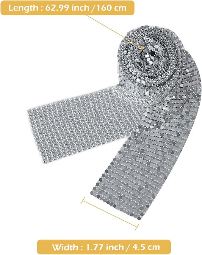 Surblue Women Sequins Neck Tie Scarf Long Thin Skinny Neckerchief Glitter Sparkle Punk Scarf Shawls for Club Party Evening