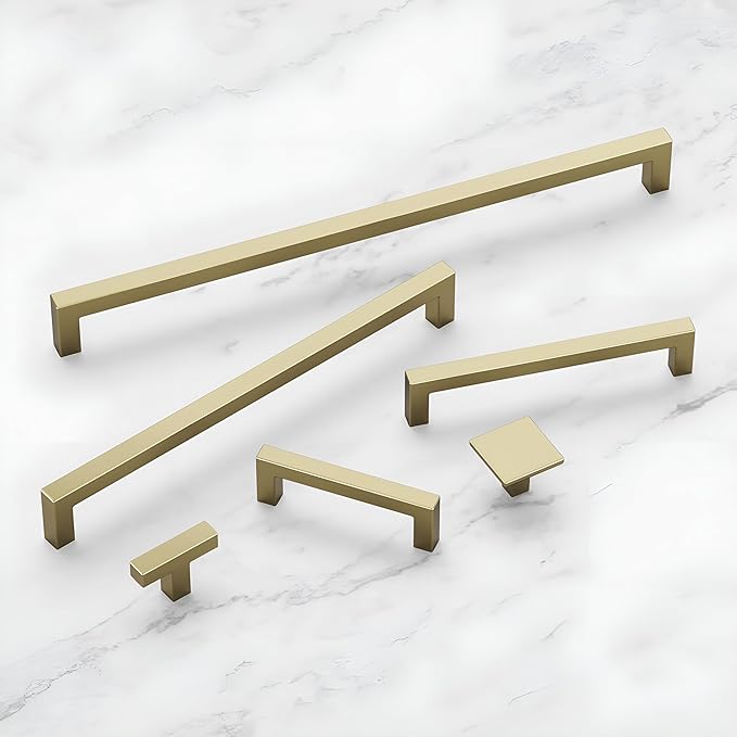 Hickory Hardware Solid Core Kitchen Cabinet Pulls, Luxury Cabinet Handles, Hardware for Doors & Dresser Drawers, 12 Inch Hole Center, Elusive Golden Nickel, Skylight Collection(Pack of 1)