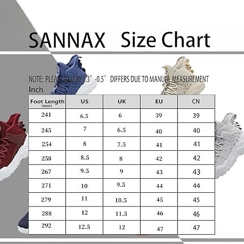 SANNAX Mens Fashion Sneaker High-Top Casual Sports Athletic Walking Shoe Running Shoes