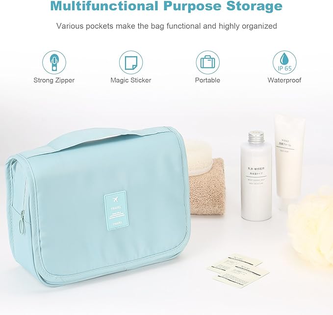 Mossio Hanging Toiletry Bag - Large Cosmetic Makeup Travel Organizer for Men Women with Sturdy Hook
