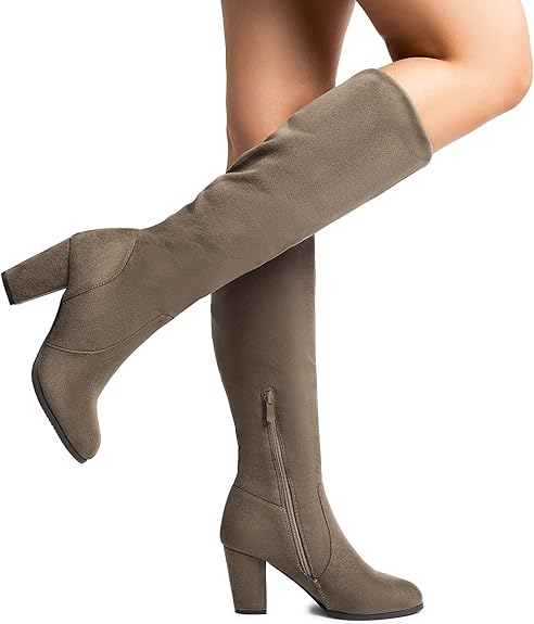 DREAM PAIRS Women's Chunky Heel Knee High and Up Boots