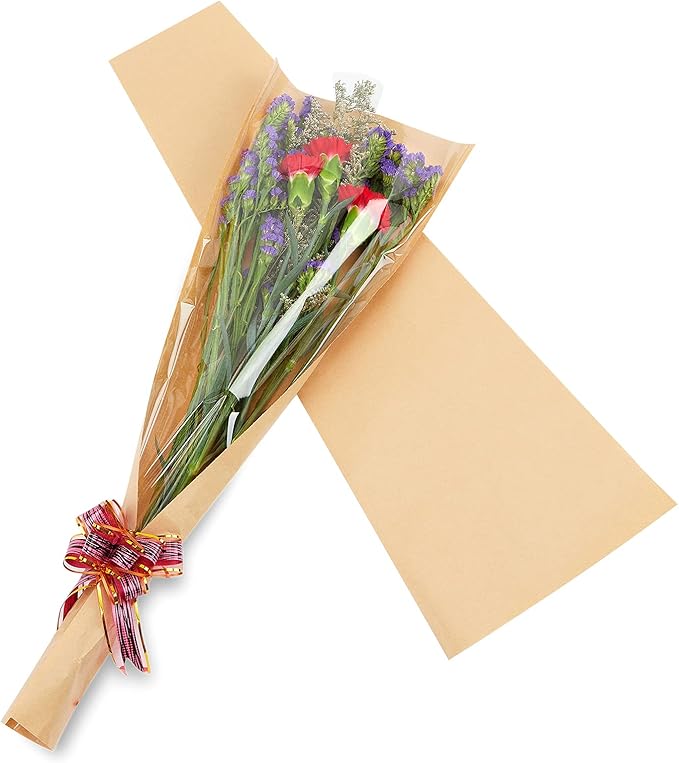 Paper Flower Bags For Bouquets Small Floral Plastic Flower Sleeves For Bouquets Gift Bags 50pcs L-Original