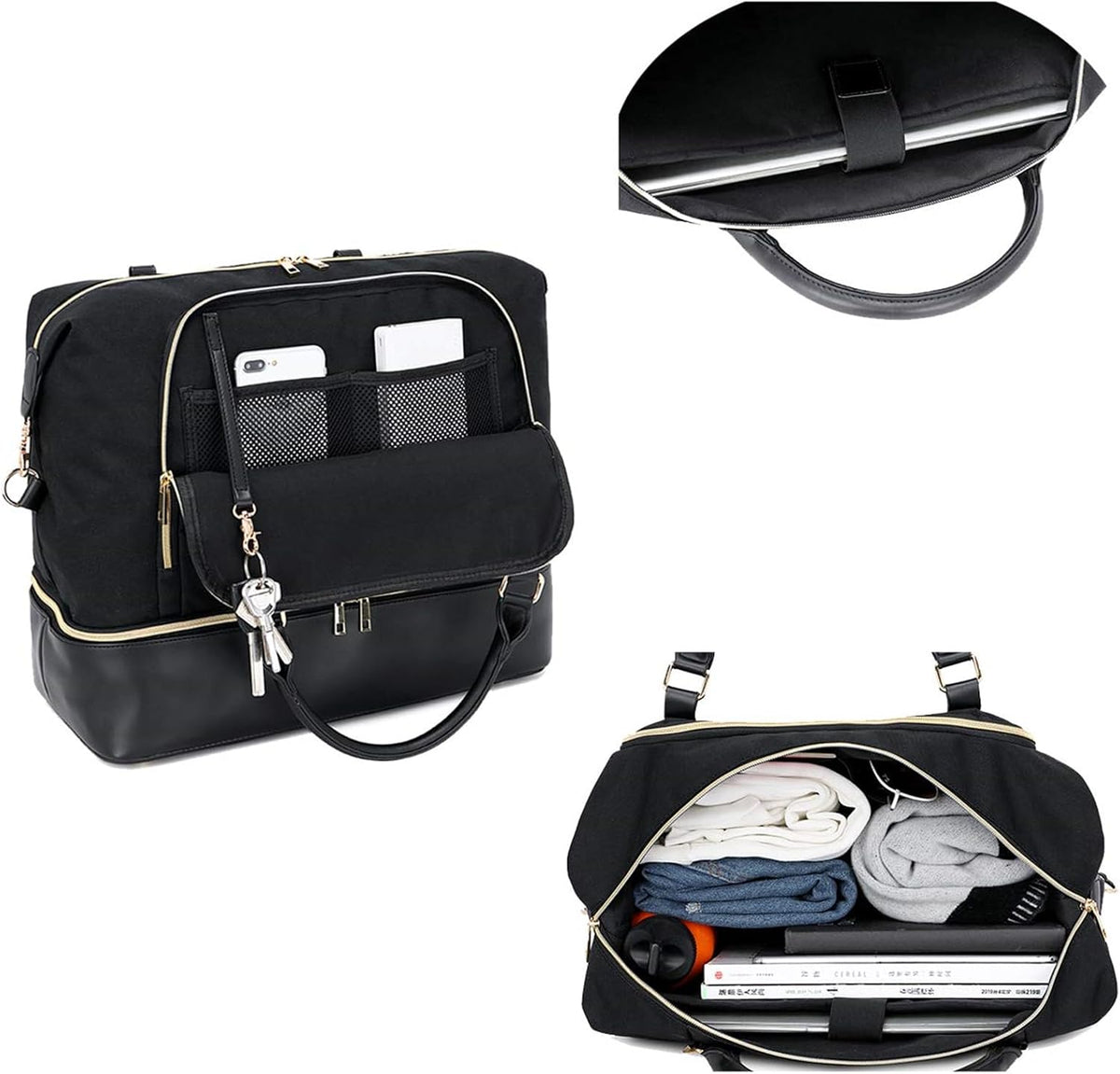 CAMTOP Women Ladies Travel Weekender Bag Overnight Duffel Carry-on Tote Bag fit 15.6 Inch Laptop Computer
