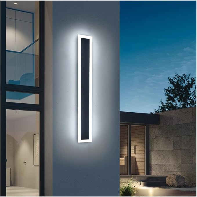 Modern Outdoor LED Wall Lamp 18W 3000K Warm Light Fixture for Aisles, Garages, and Porches - Black & White Design