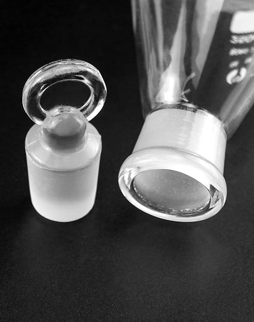 QWORK Borosilicate 3.3 Glass Erlenmeyer Flask Set (50, 100 and 250ml), 3 x Graduated Conical Flask with Glass Stopper for Lab, Experiment, Chemistry