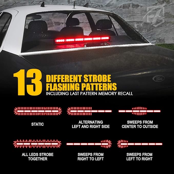 Xprite 27" Inch 24 LED Strobe Emergency Traffic Advisor Warning Light Bar w/ 13 Flashing Patterns for Firefighter Vehicles Trucks Cars - Red