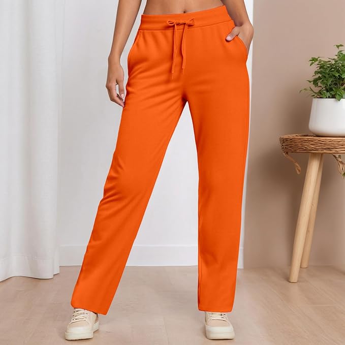 Womens Wide Leg Sweatpants Baggy Trendy Comfy Straight Leg Lounge Pants Fall Outfits Athletic Joggers with Pockets