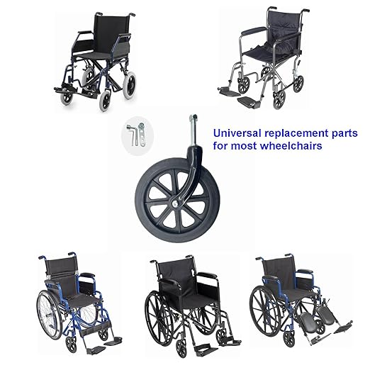 Wheelchair Accessories Caster Assembly with Steel Front Fork,Suitable for Installing 8 Inch Solid Casters.Widely Used in Most Manual Wheelchairs Black(1 Ea)