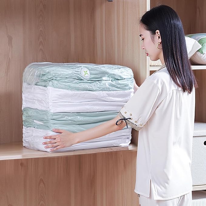 Vacuum Seal Bags for Bedding Reusable Hand Vacuum Packing Bags for Travel No Vacuum Needed Compression Packing Bag Storage Bag for Clothing Pillows Quilt (19 x 27 x 11.5 inch)