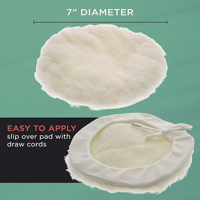 TCP Global 7" Synthetic Wool Blend Polishing Pad Bonnets (Pack of 3)
