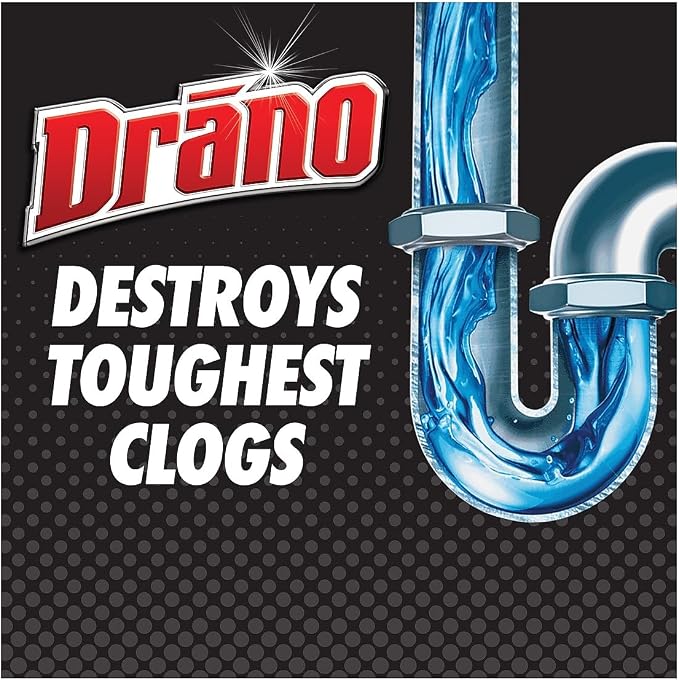 Drano 696642 Max Gel Clog Remover, Bleach Scent, 128 oz Bottle