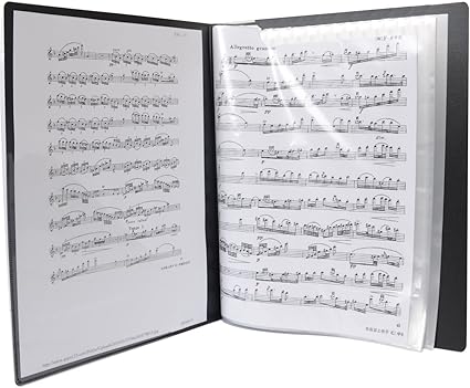 WOGOD Music Sheet File Paper Documents Storage Folder Holder Plastic.A4 Size,40 Pockets (Black)