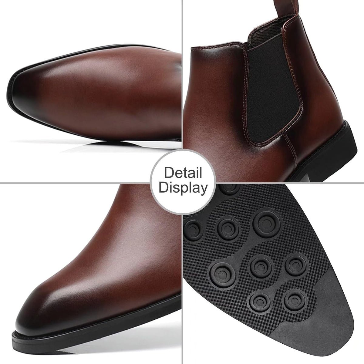 7.5 Size, SANNAX Men's Chelsea Boots Classic Business Leather Shoes Casual Dress Ankle Boot .