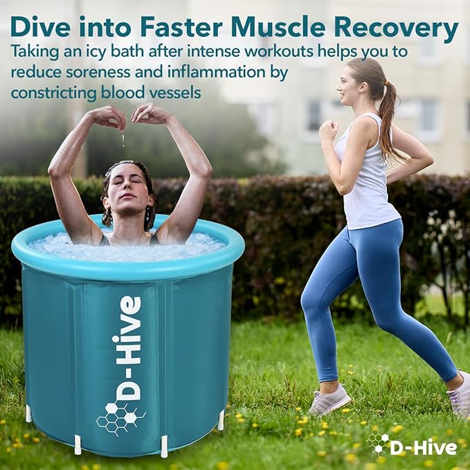 D-Hive Ice Bath Tub for Athletes - Extra Large Cold Plunge Tub, Durable Cold Tub for Recovery, Portable Ice Bath Plunge Pool for Cold Water Therapy Training, Four Layer Insulation